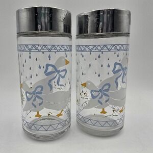 Vintage Anchor Hocking 1980's Farm Country Goose Glass Salt and Pepper Shakers